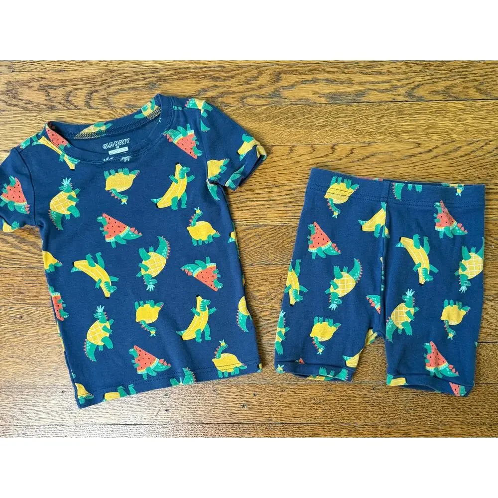 Old Navy Boys' Fruit Dinosaurs Short John Pajamas Size 4